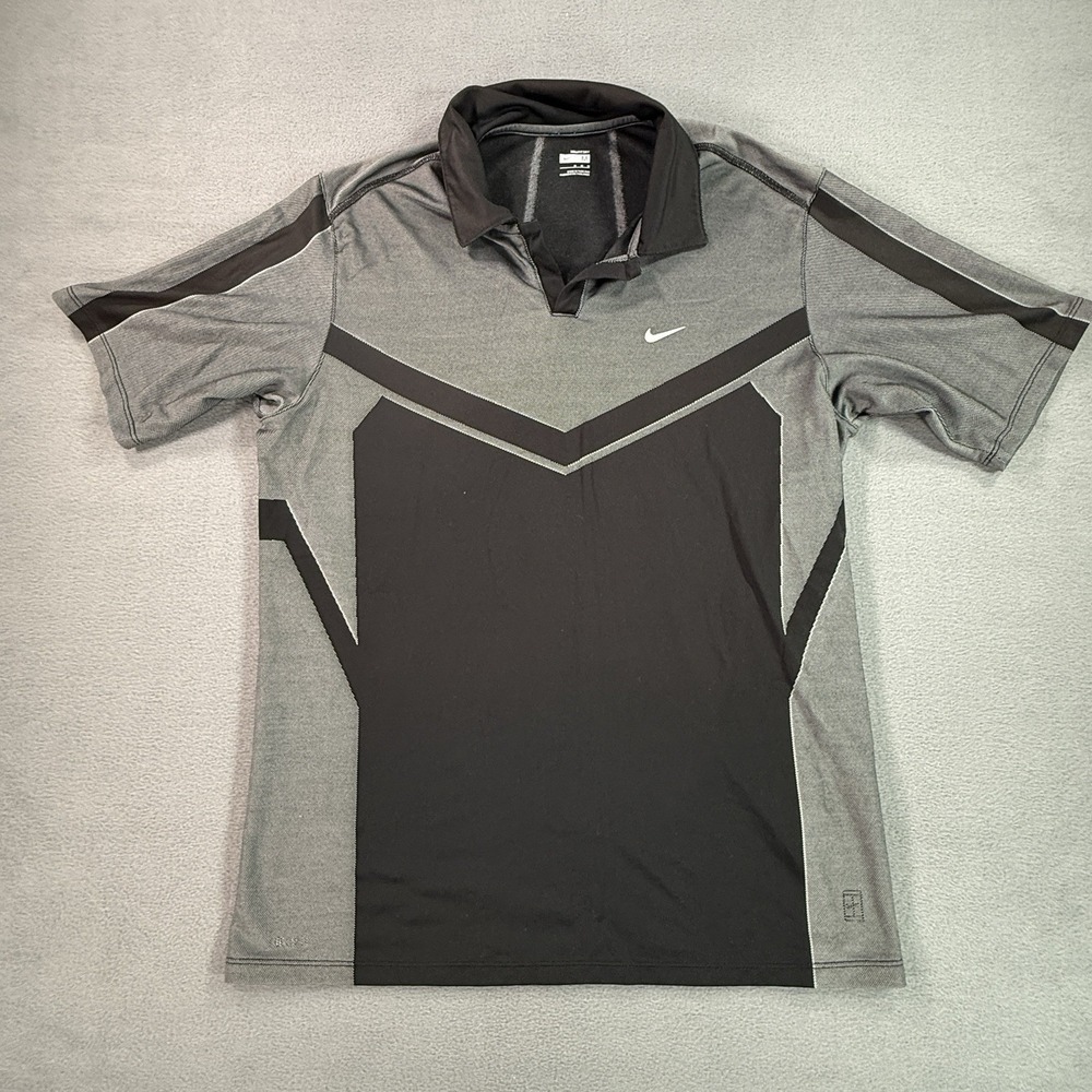 Vintage Nike Polo Tennis Shirt Black Jersey Nadal Federer Mens Tee Rare Size Med